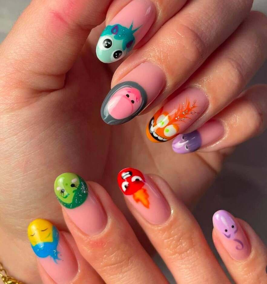 inside out cartoon nail designs