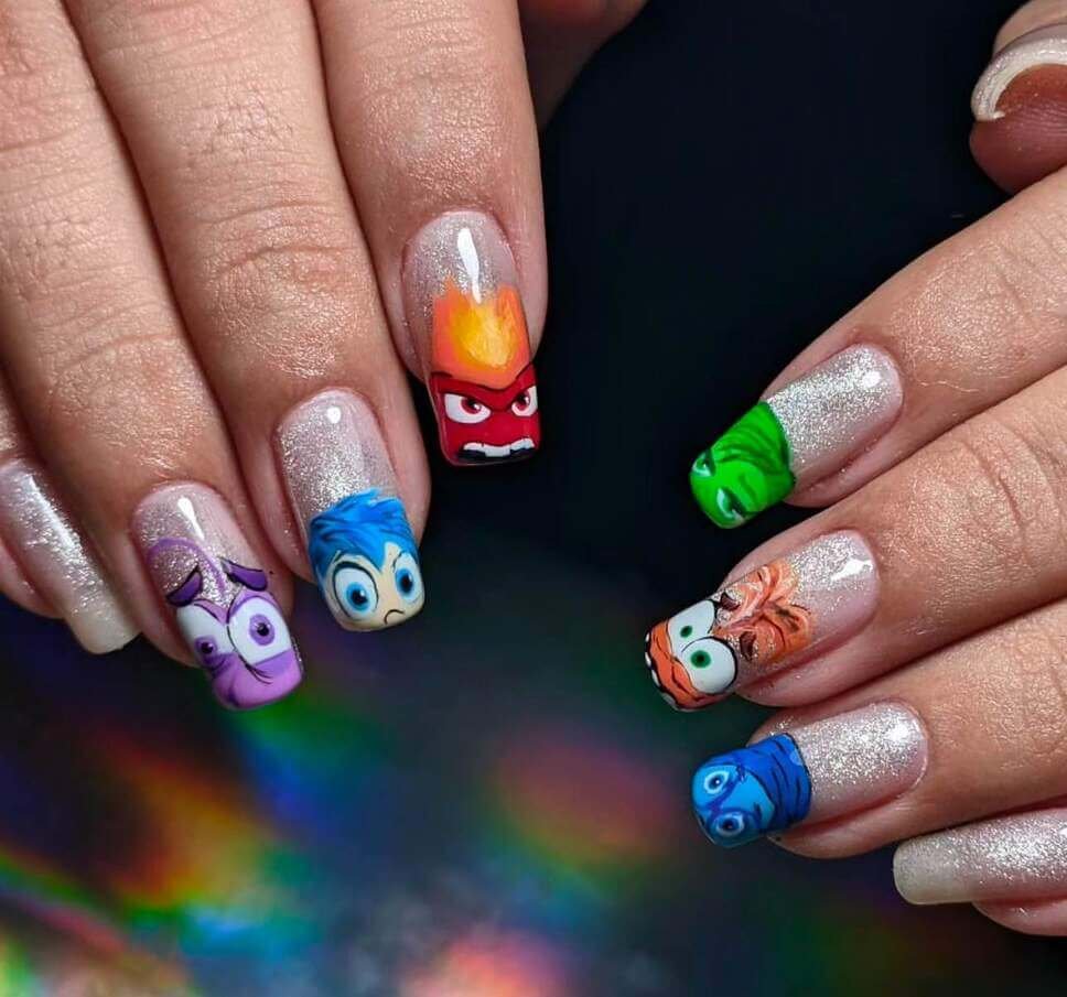 Inside Out cartoon nail ideas