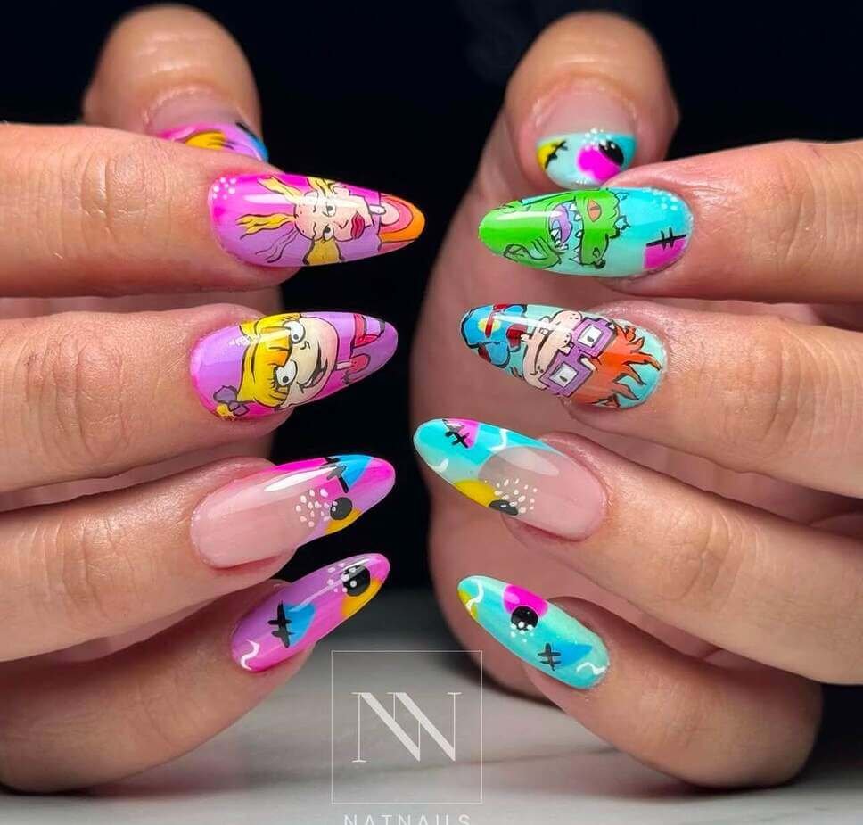rugrats cartoon nail designs