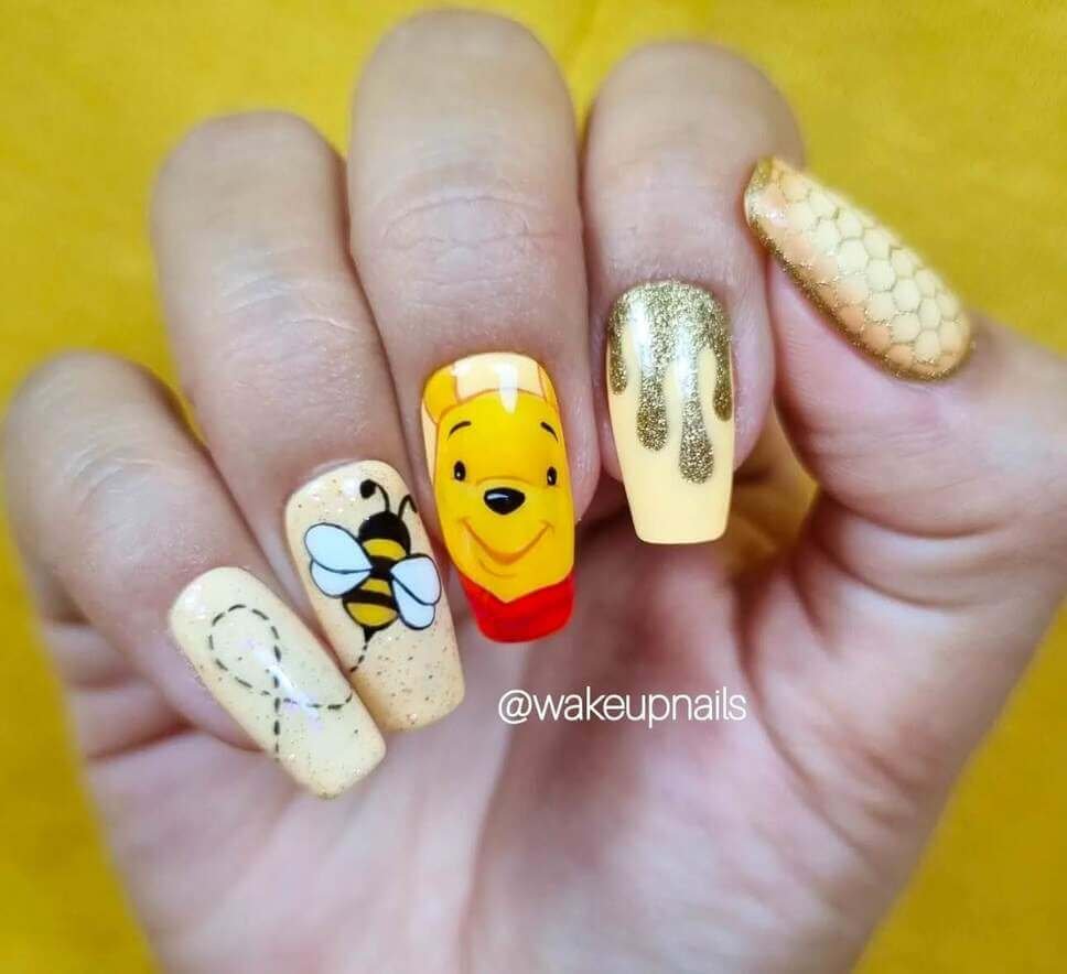 winnie the pooh cartoon nail designs