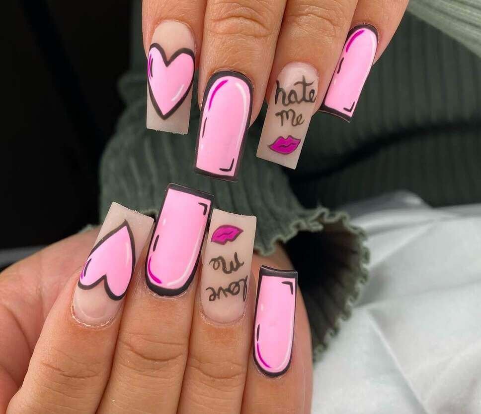 pink cartoon nails