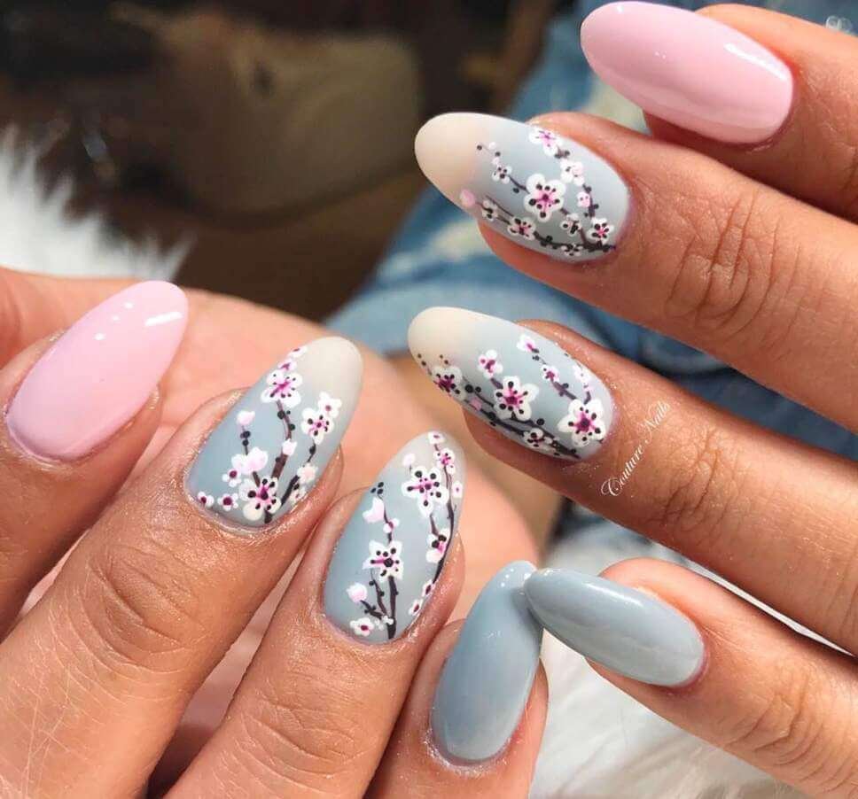 ombre cherry blossom nail ideas