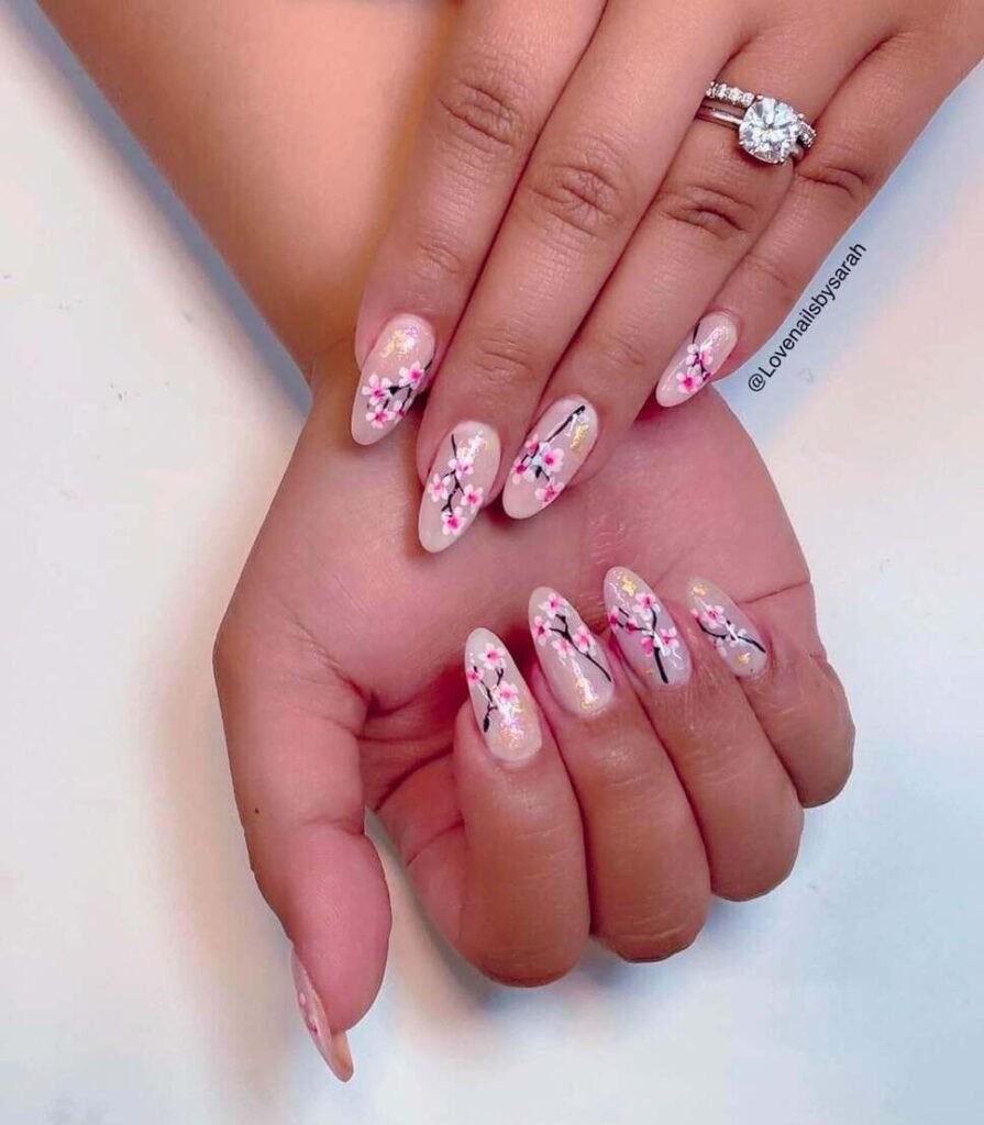 cherry blossom nails