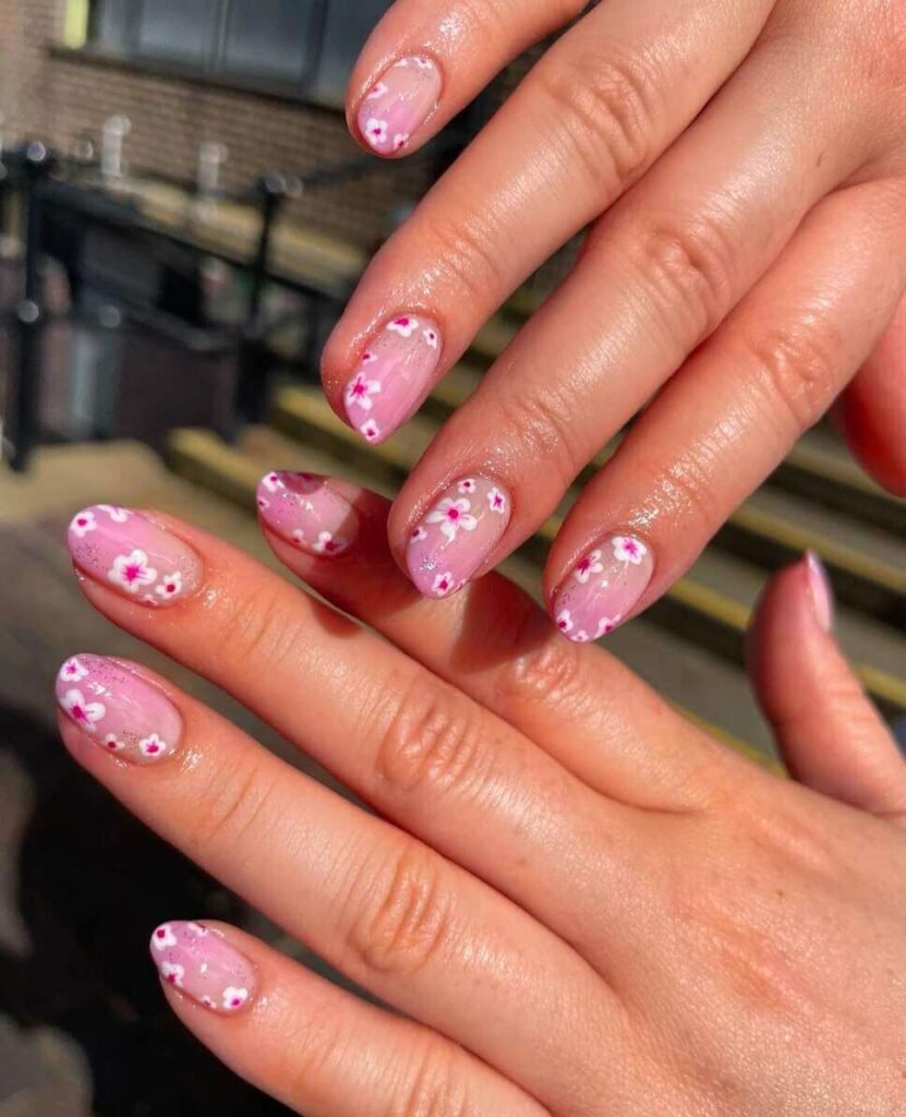 pink cherry blossom nail ideas