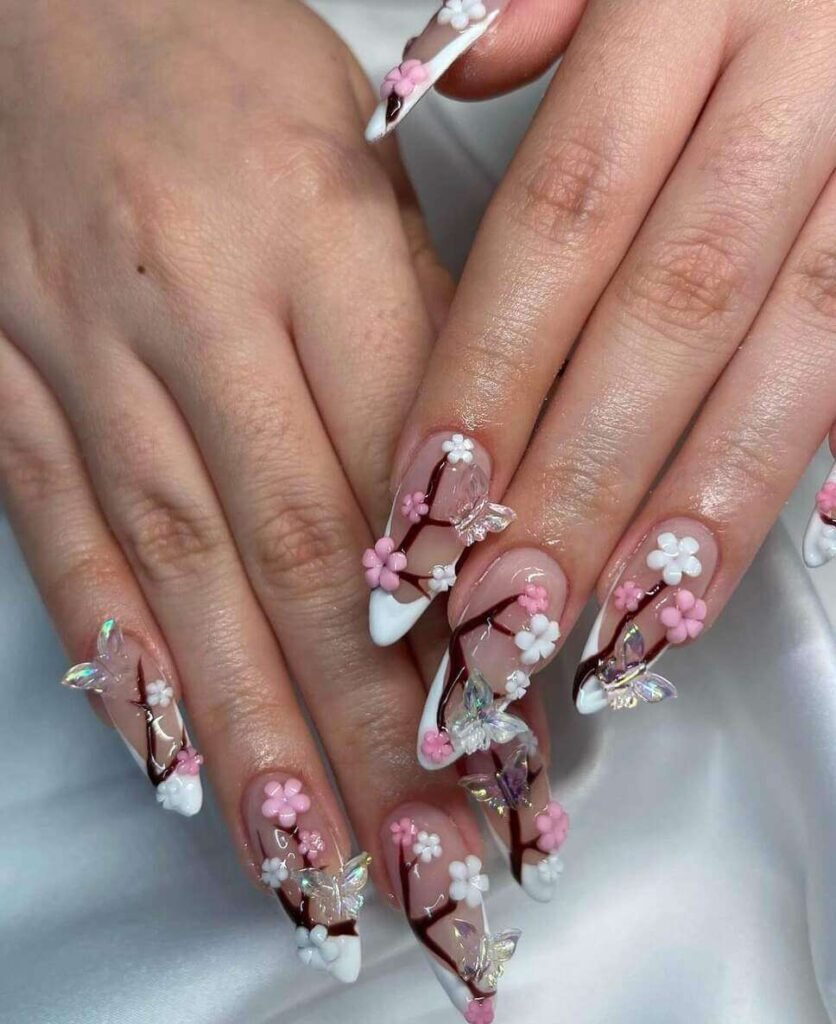 cherry blossom nail designs