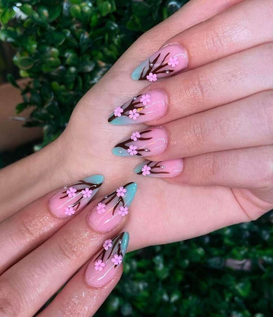 cherry blossom nail designs