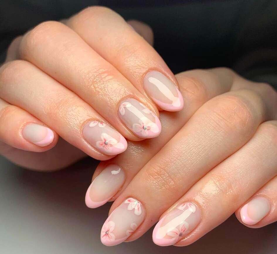 nude cherry blossom nail designs