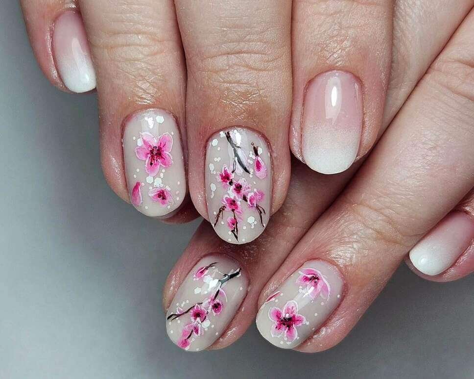 short cherry blossom nail designs