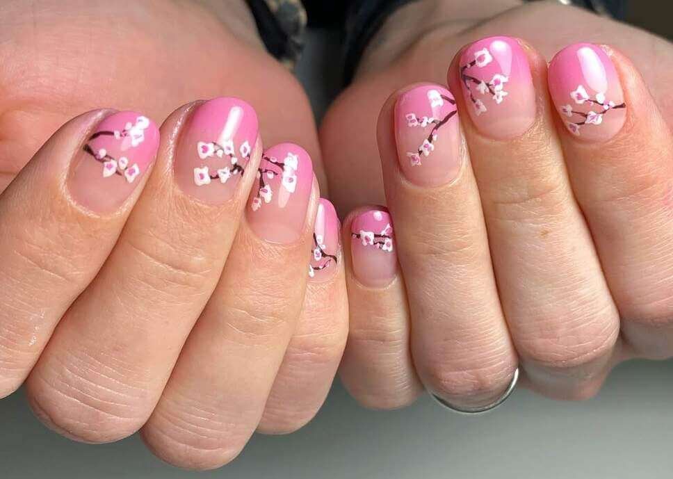 ombre cherry blossom nail designs