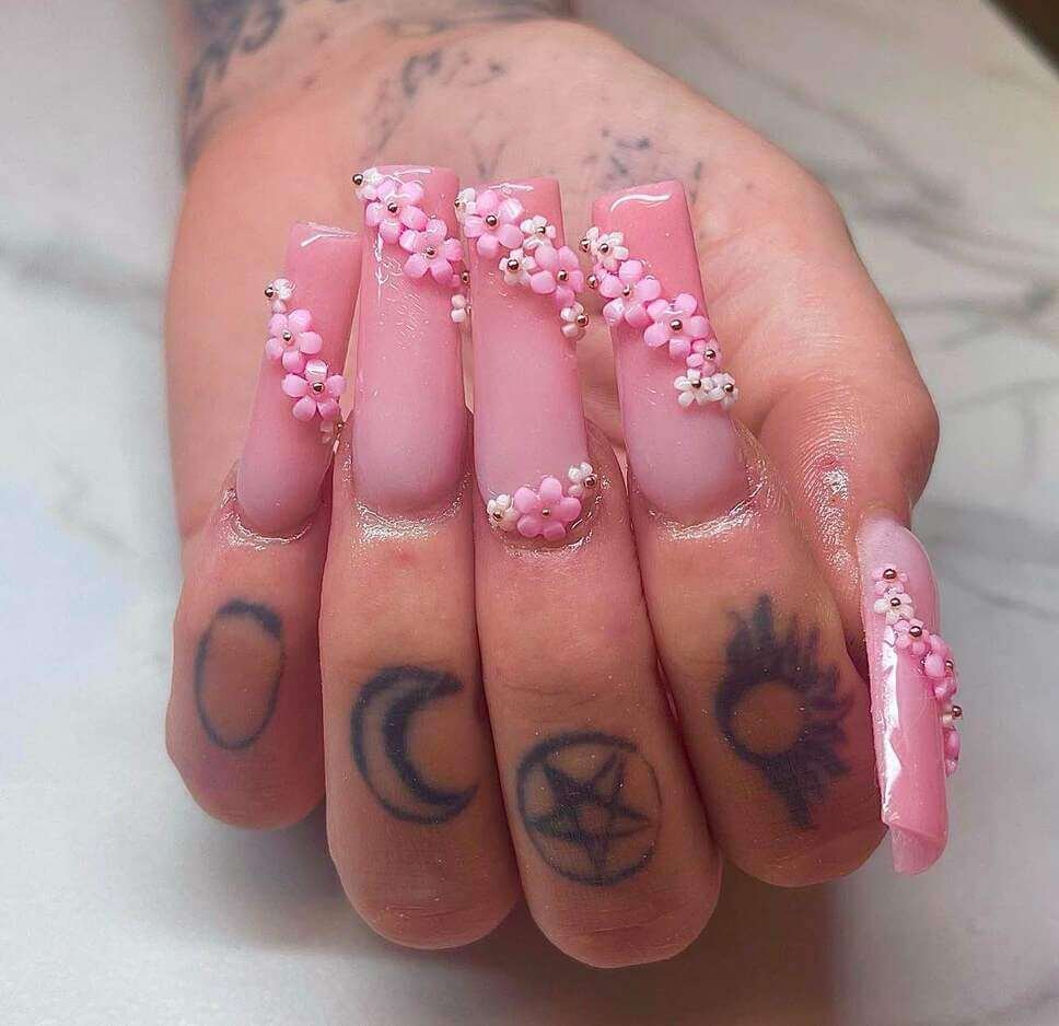 3D cherry blossom nail designs