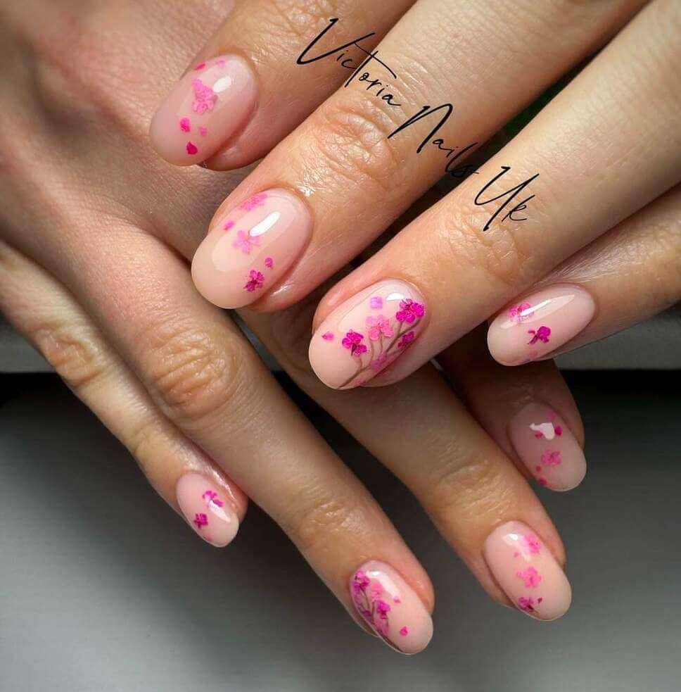 soft pink cherry blossom nail inspo ideas