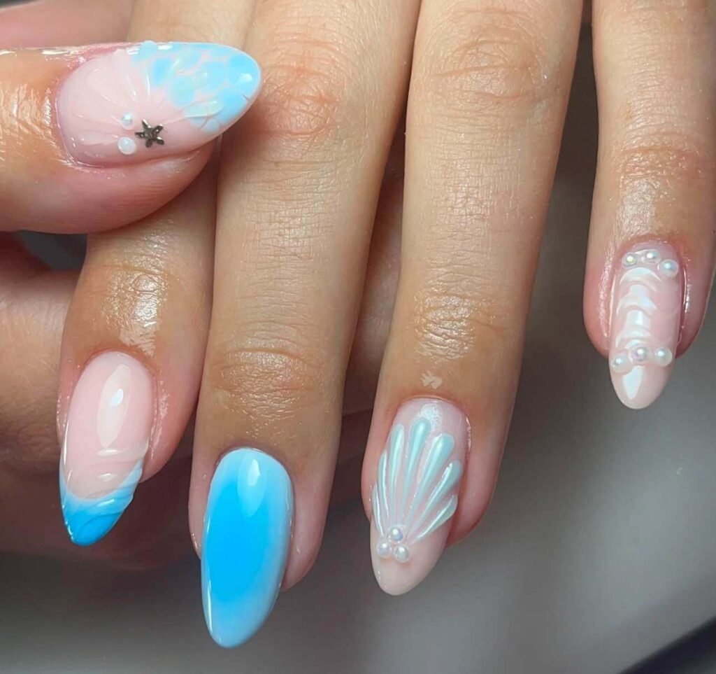 blue beach nail designs