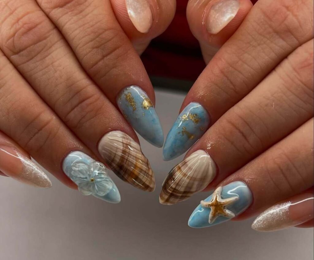 blue beach nail designs