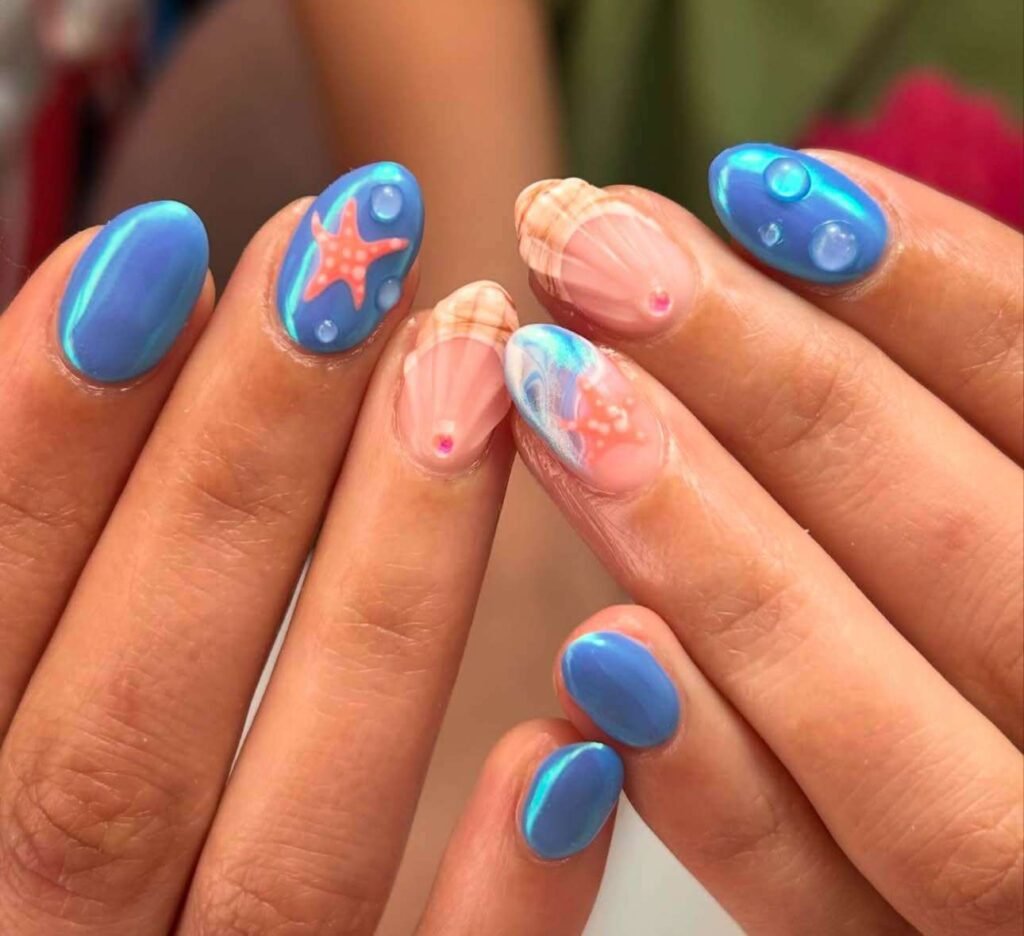 blue beach nail ideas