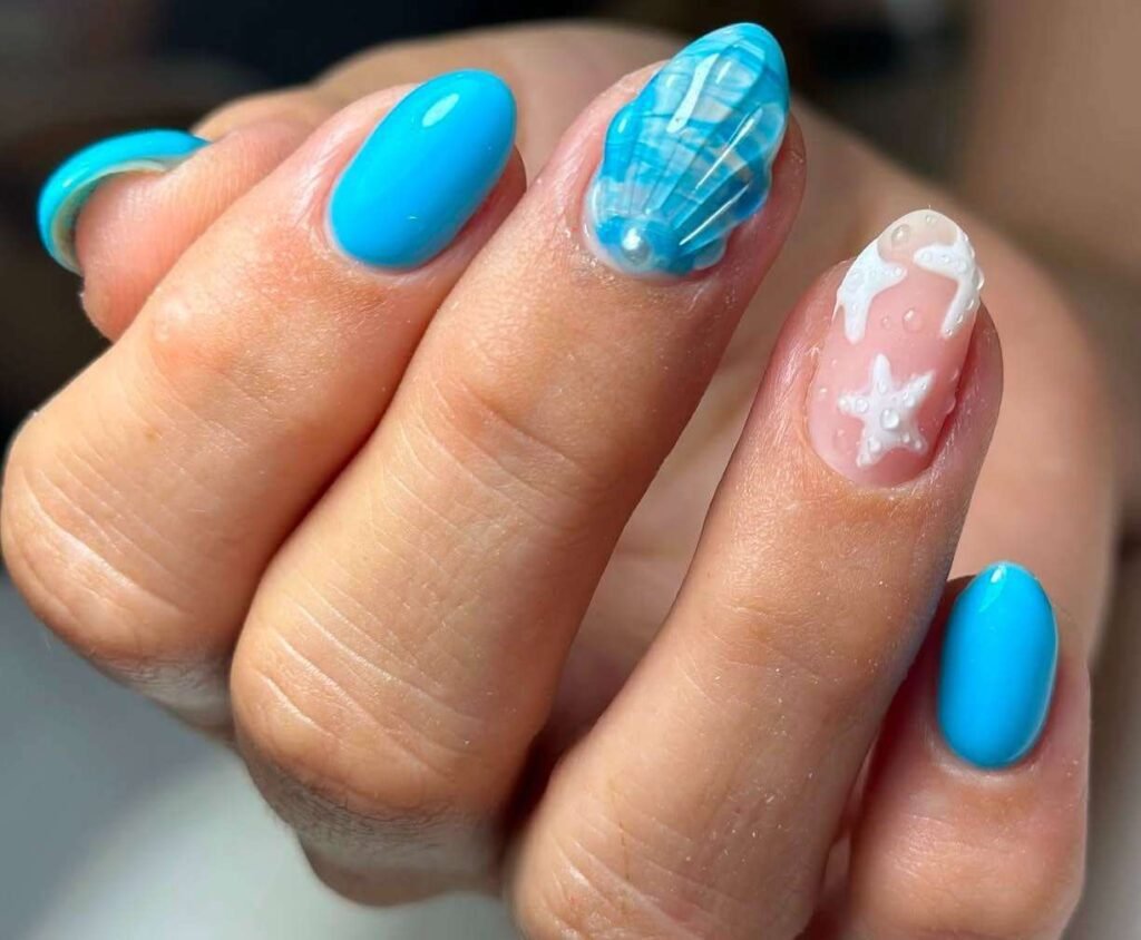 blue beach nails