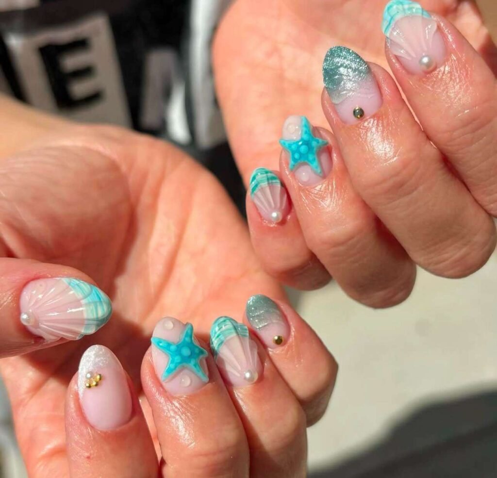 blue beach nail designs