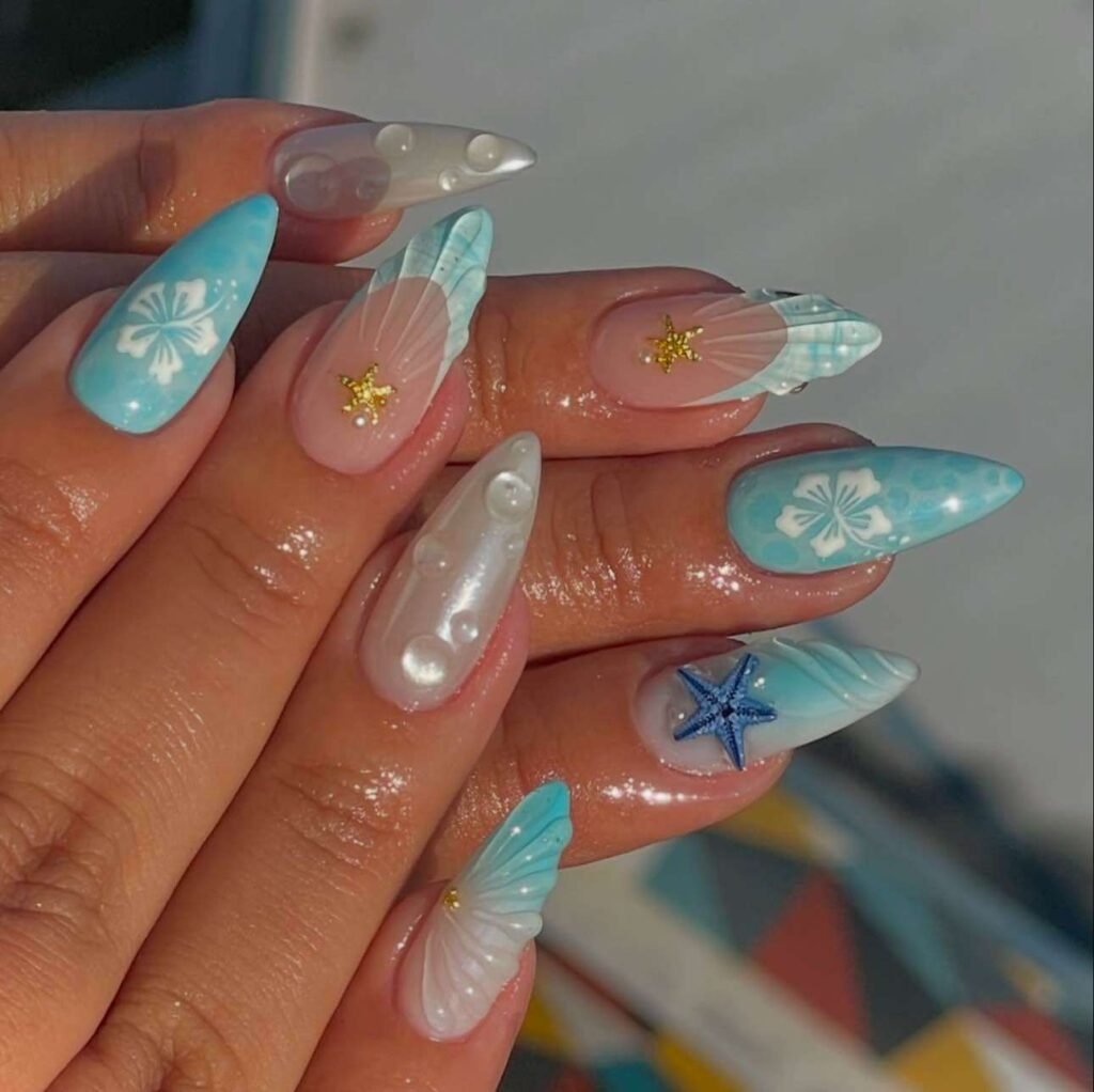 blue beach nails