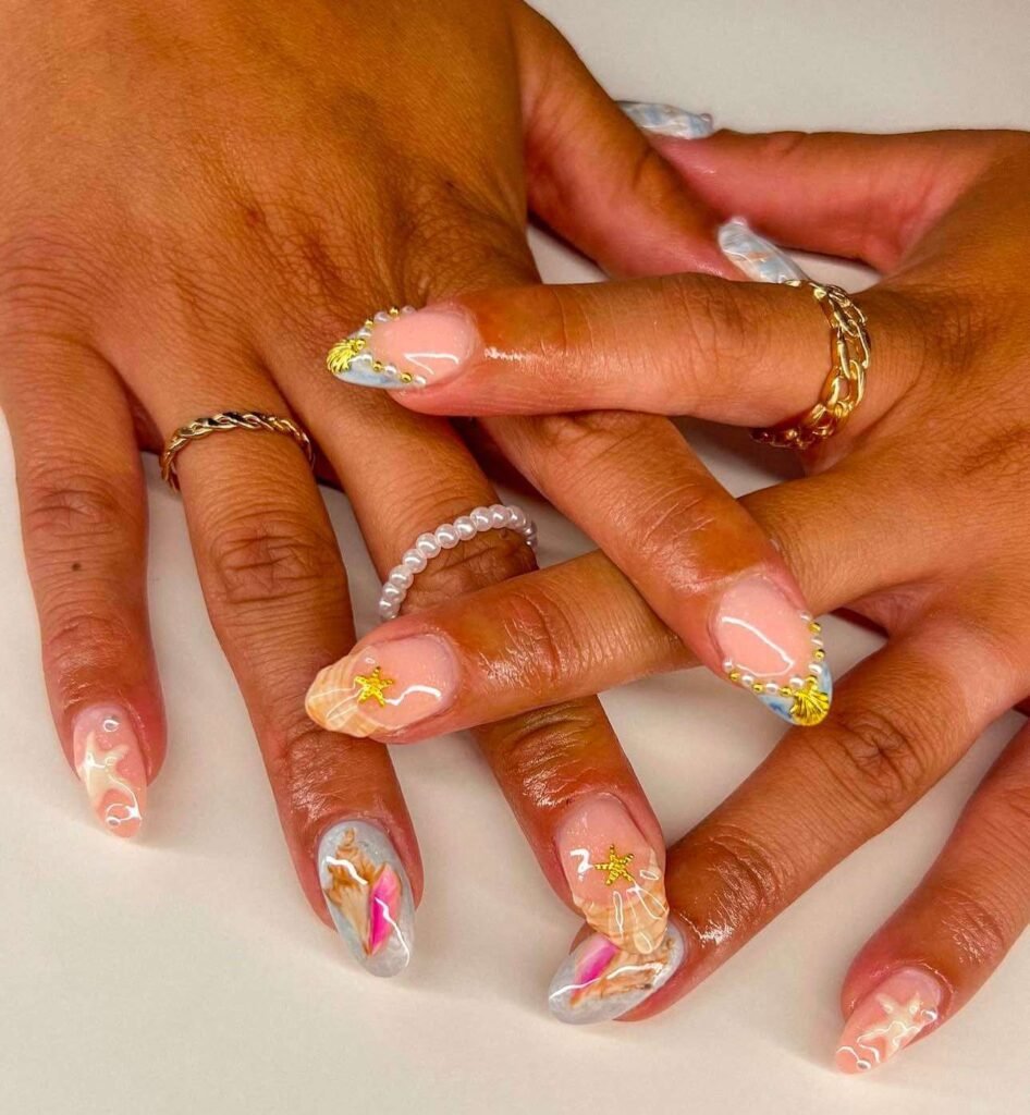 neutral beach nail designs