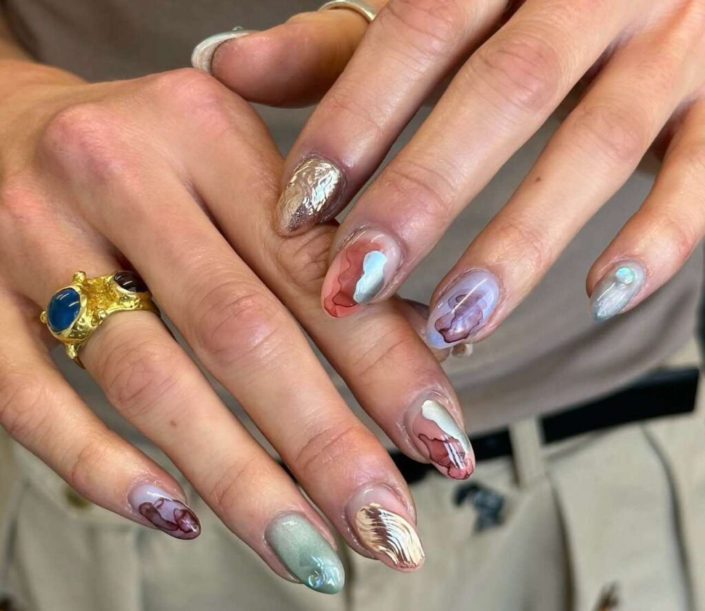 shiny beach nail designs