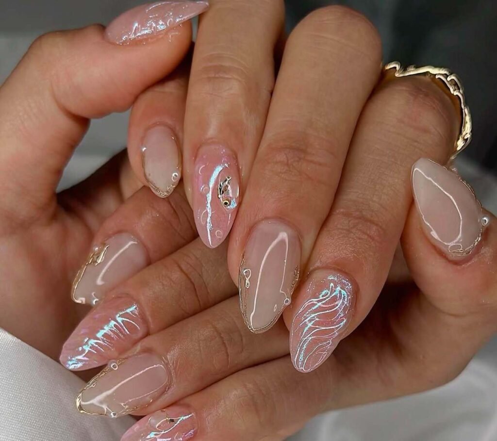 shiny beach nails