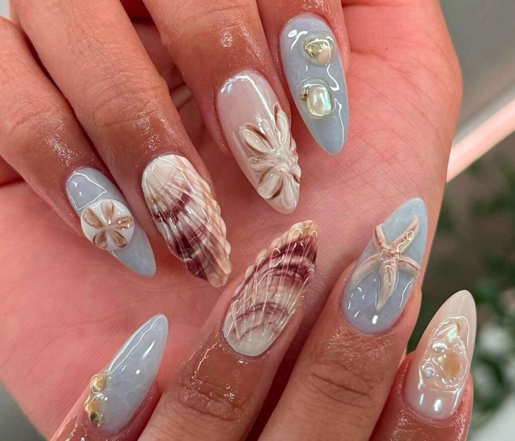 seashell beach nails