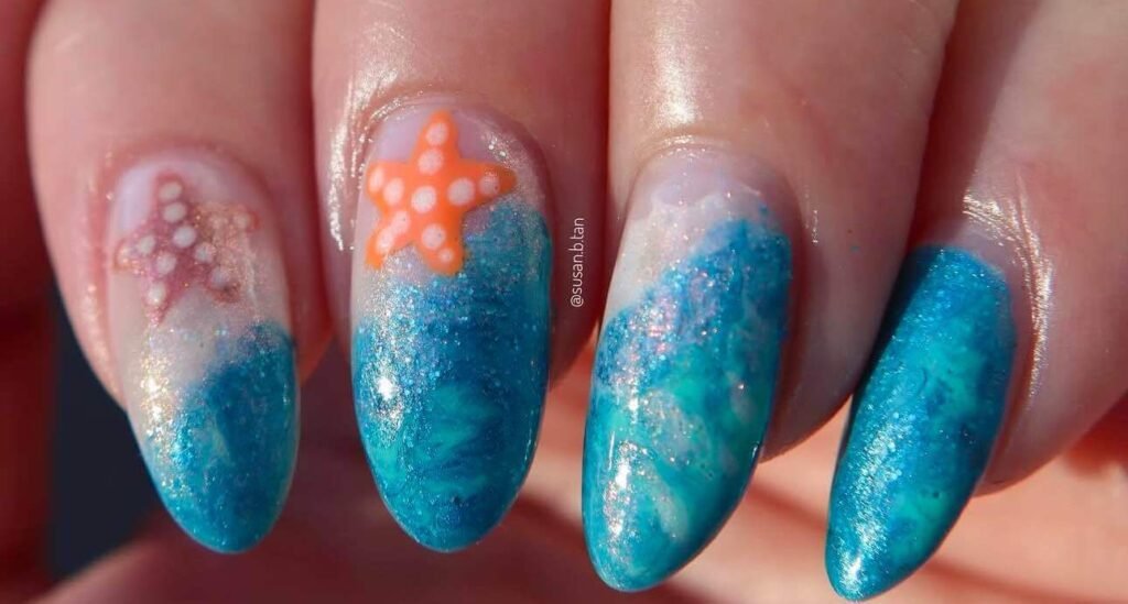 blue beach nail designs