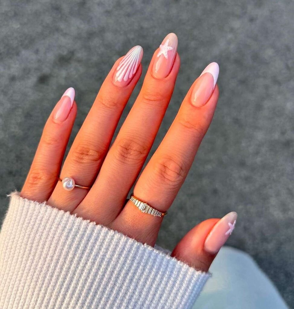 neutral beach nails