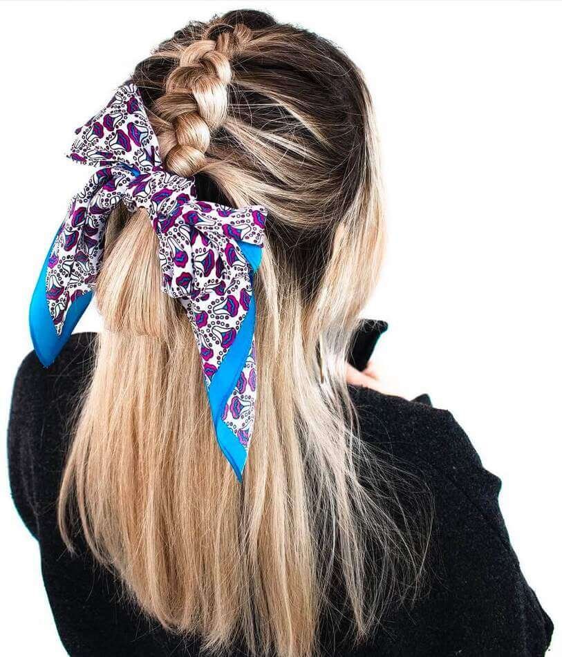 short braid scarf hairstyle