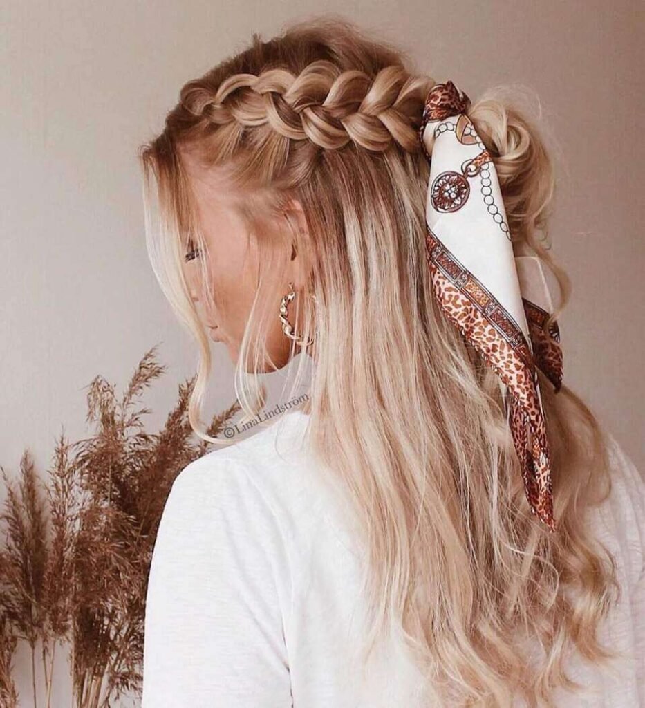 braid scarf hairstyle