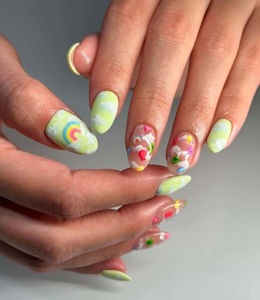 colorful cloud nail designs