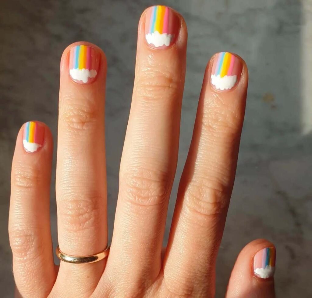 rainbow cloud nails
