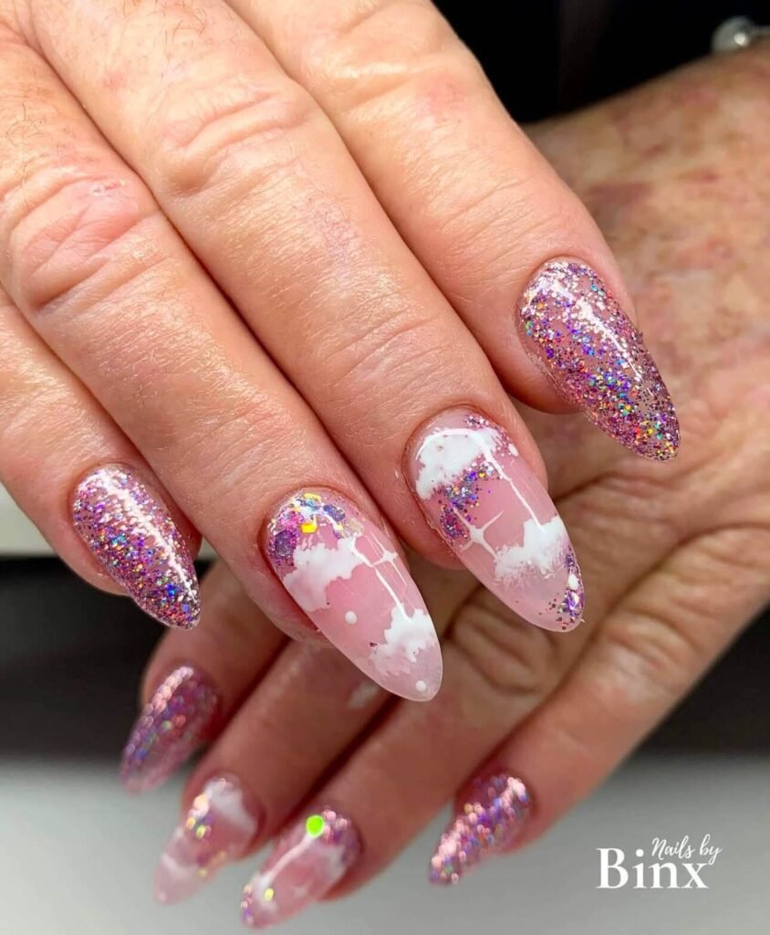 sparkly cloudy nails