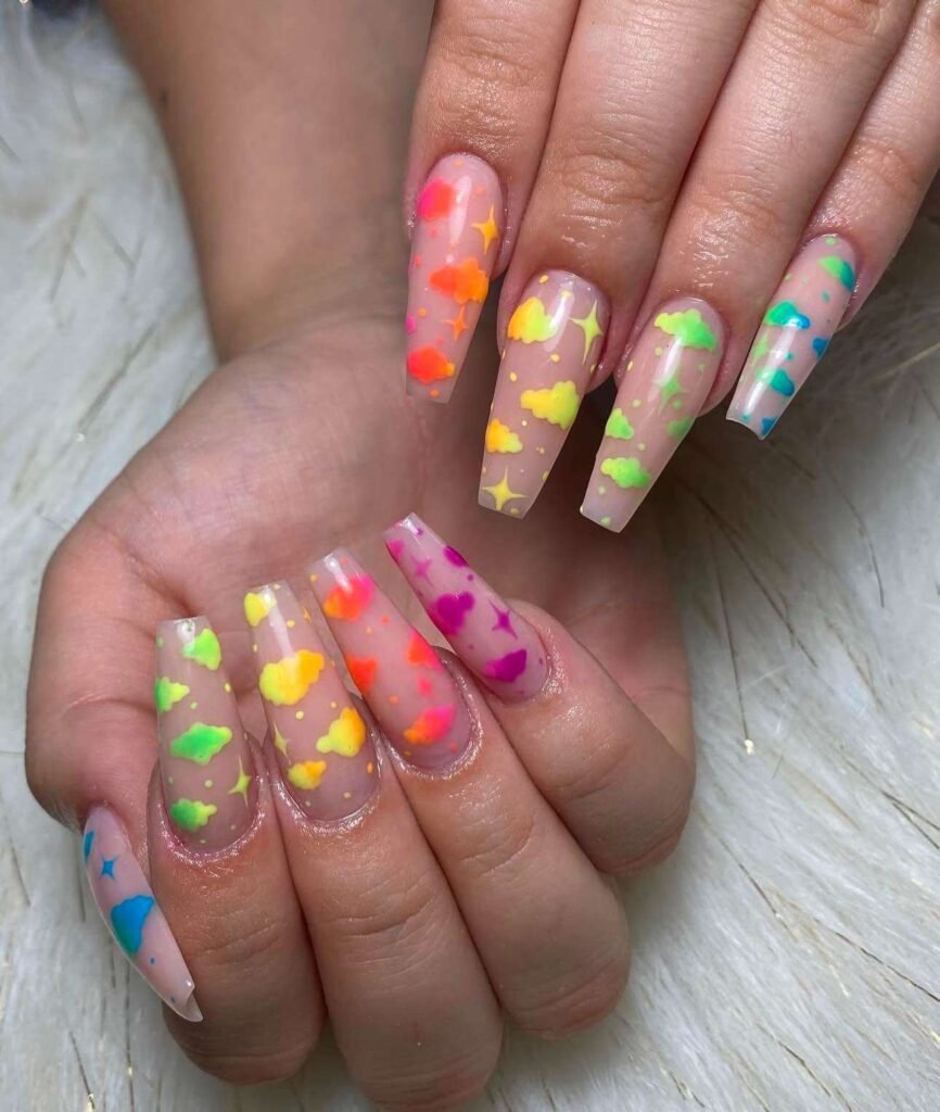 neon clouud nail ideas