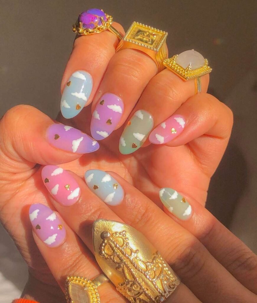 long pastel cloud nails