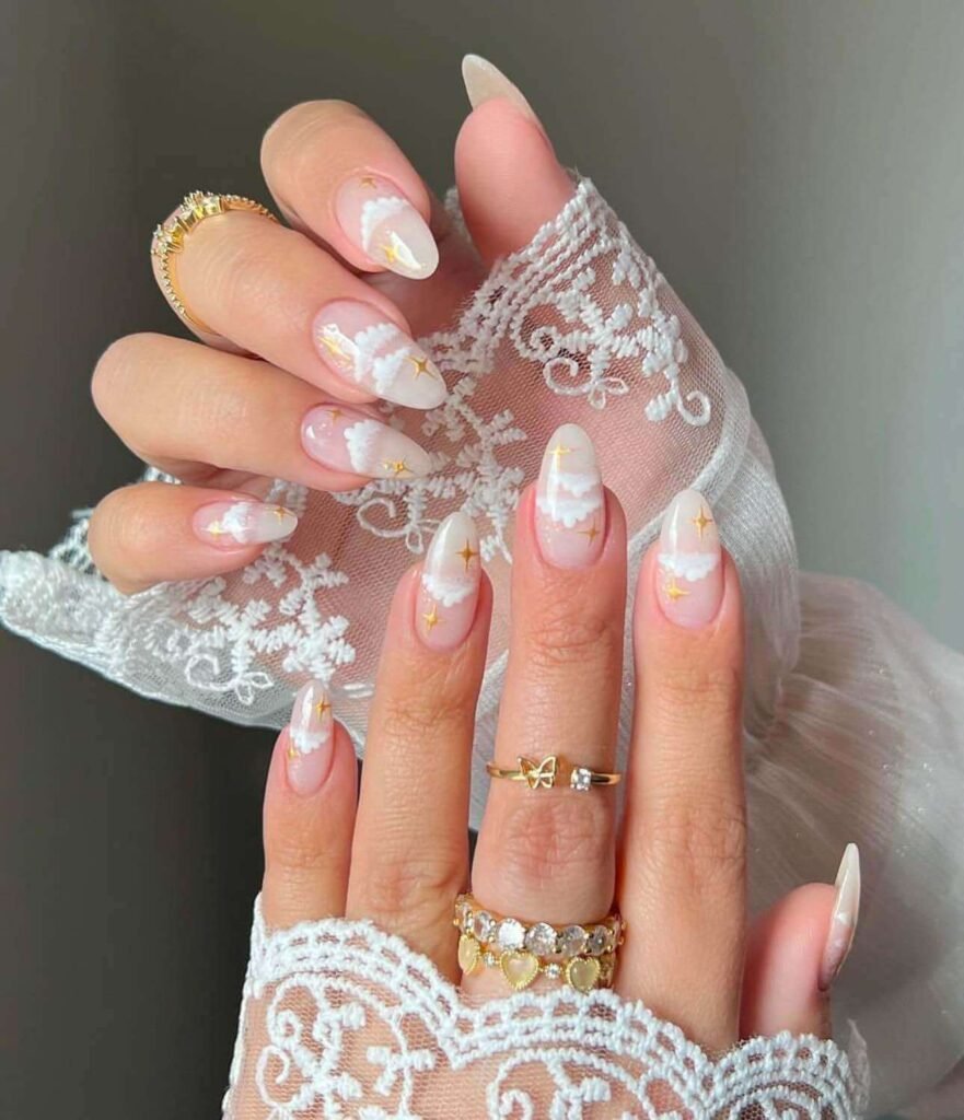 white cloud nails
