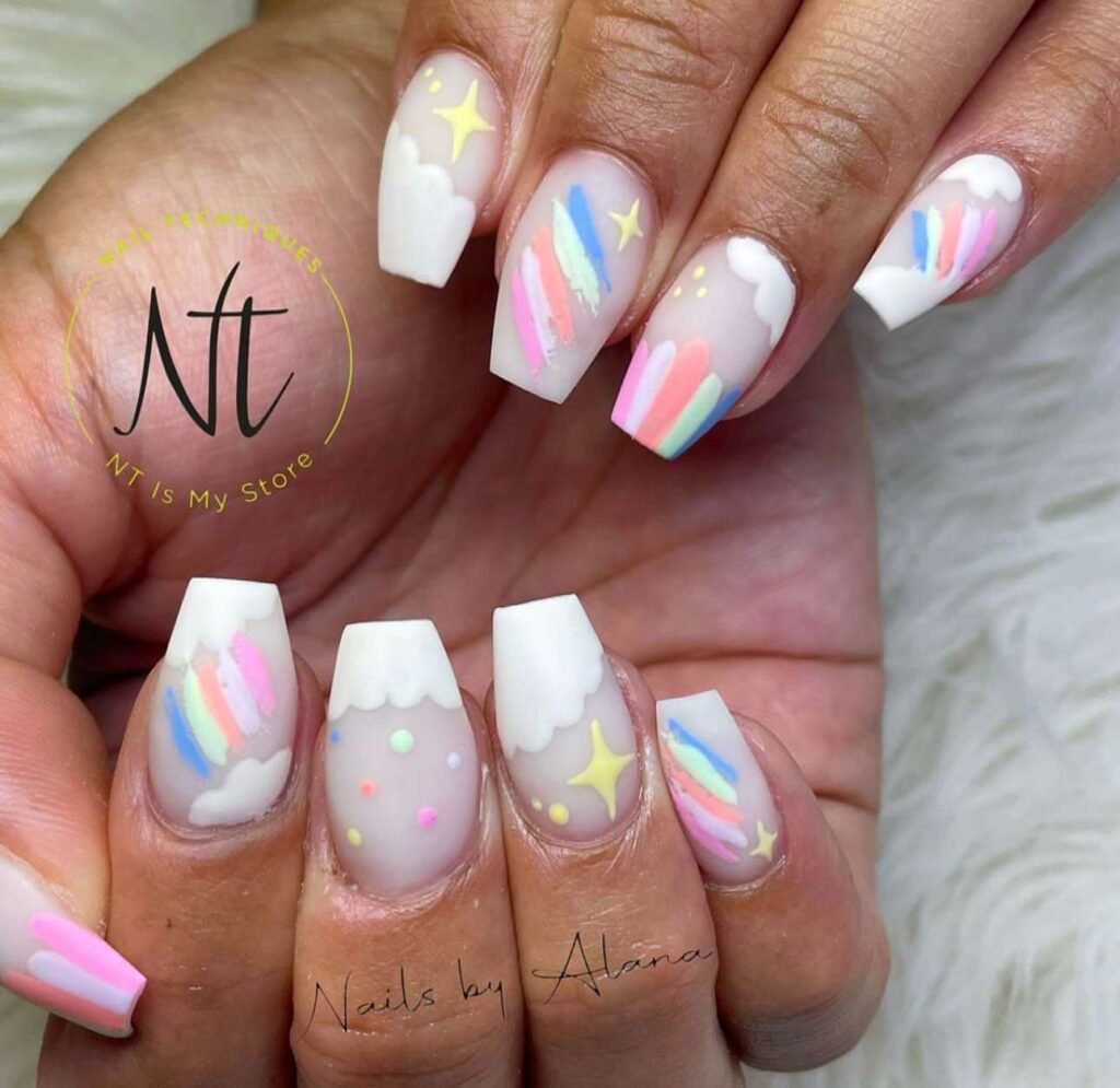 square cloud nail designs