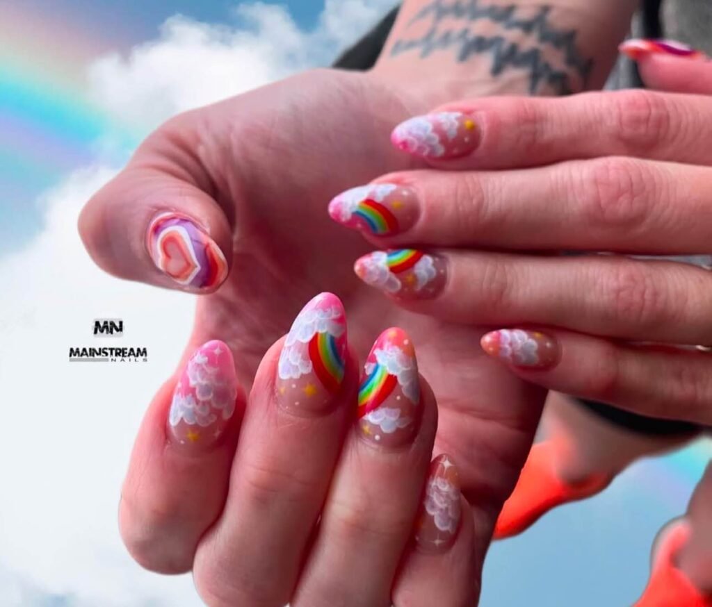 rainbow cloud nails