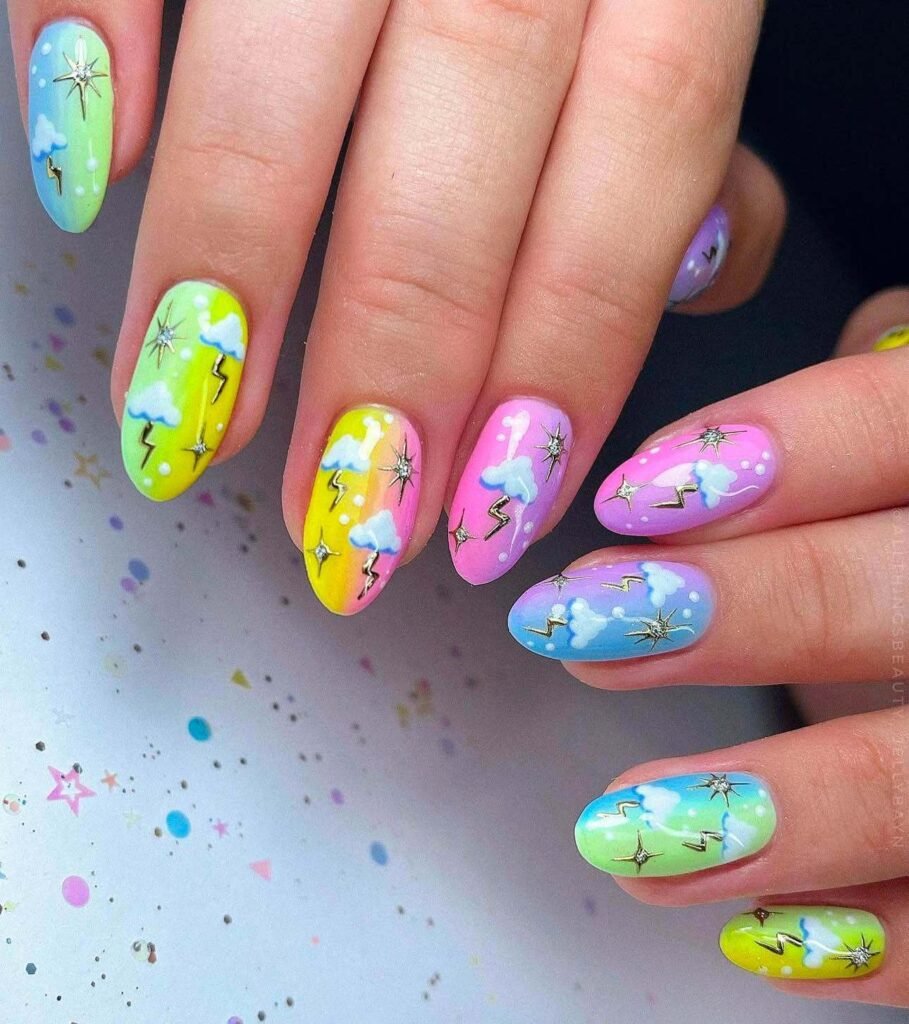 cute rainbow nail ideas