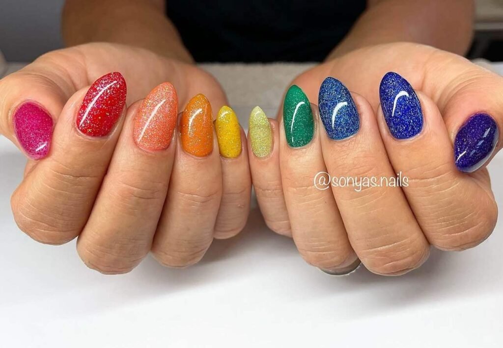 glitter rainbow nail designs