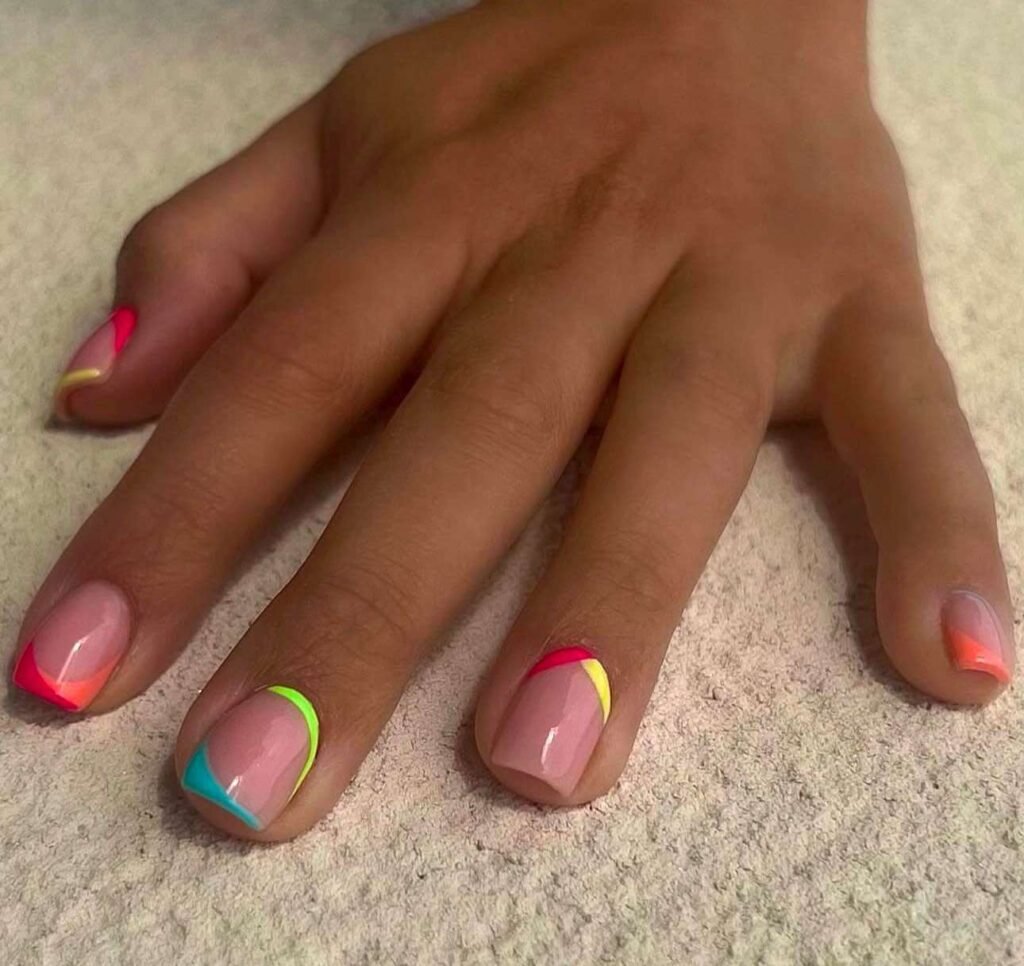 French tip rainbow nail designs