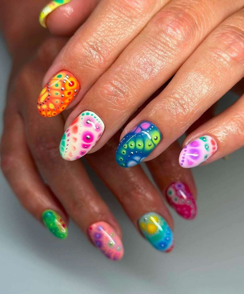 almond rainbow nail ideas