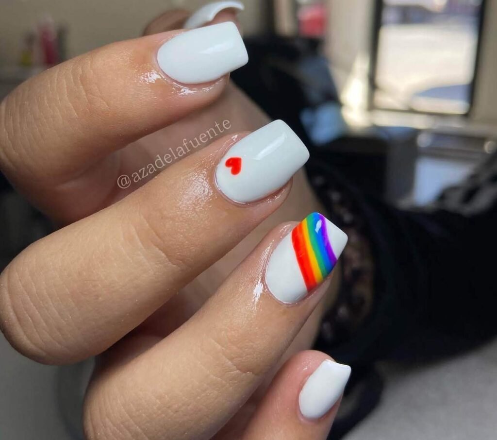 white rainbow nail ideas