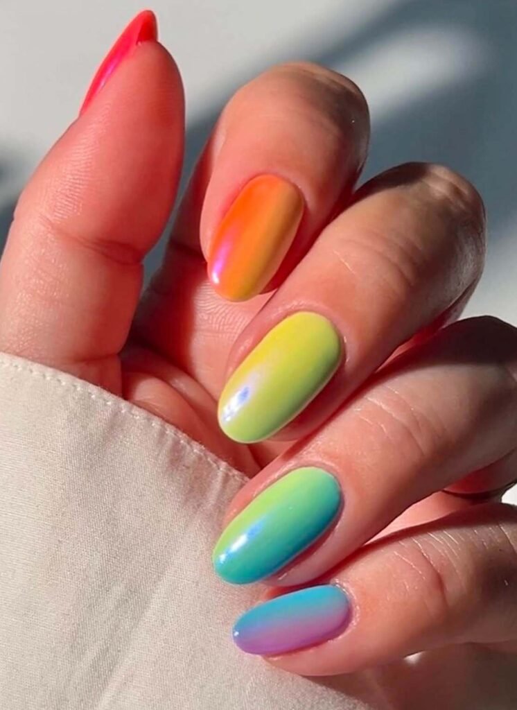 rainbow fade nails