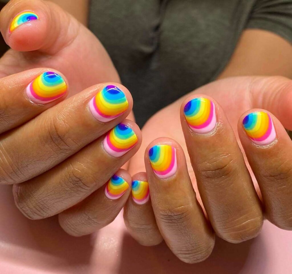 rainbow bullseye nails