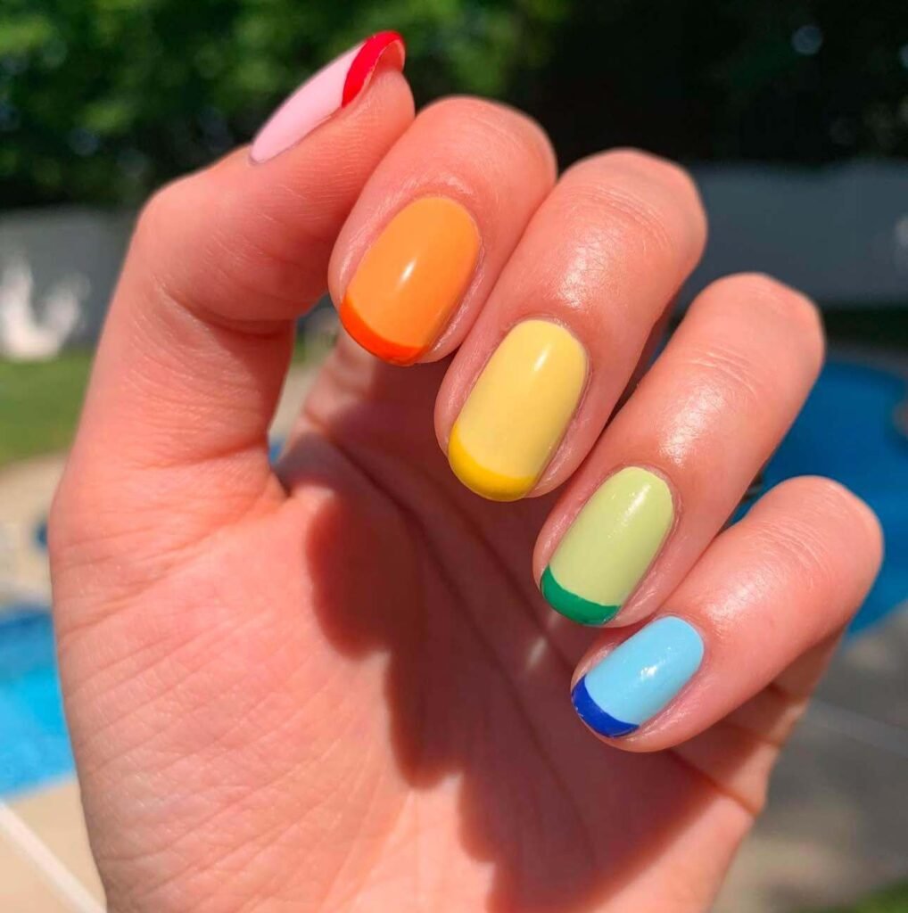 color block rainbow nails