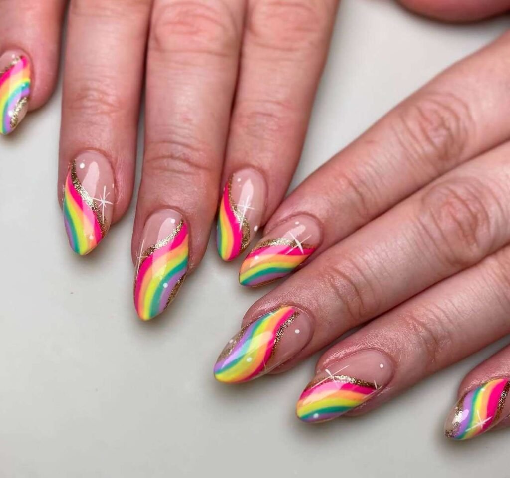 rainbow swirl nails