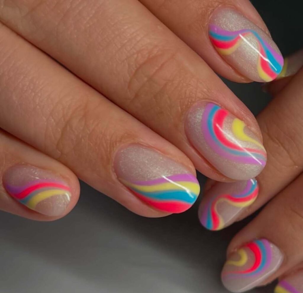 short rainbow nails