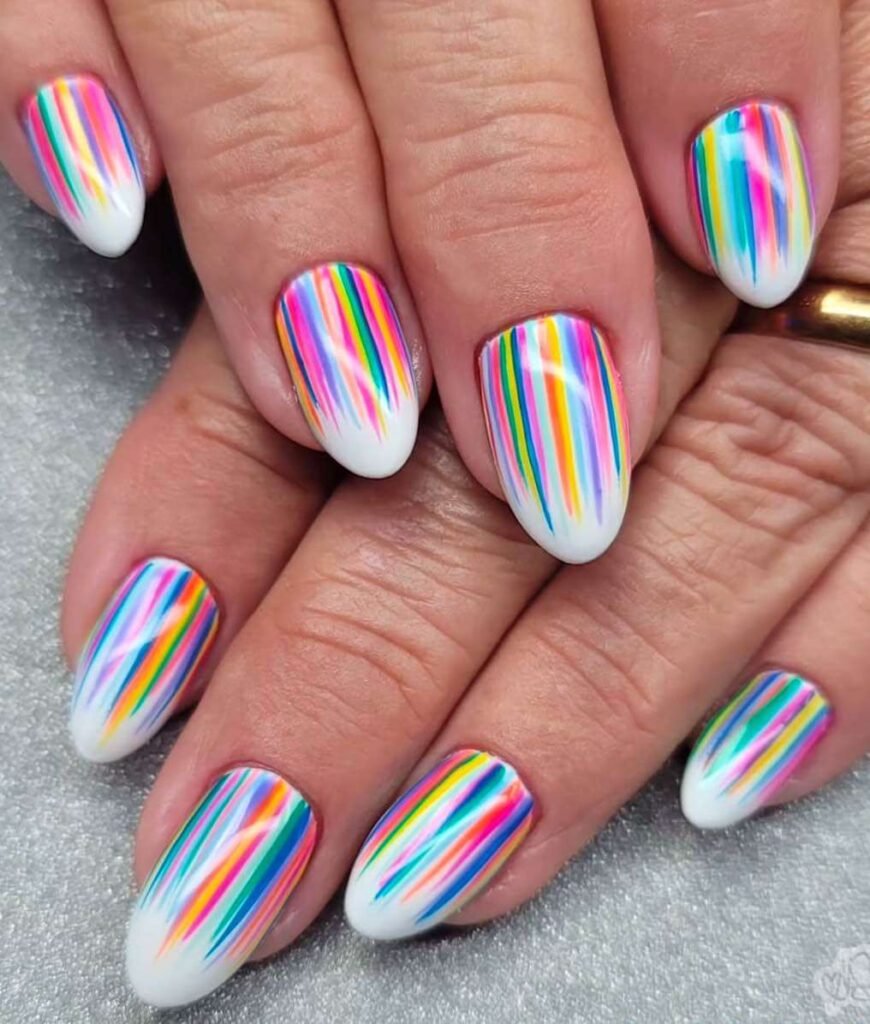 rainbow streak nails