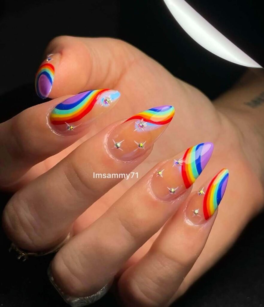 rainbow wave nails