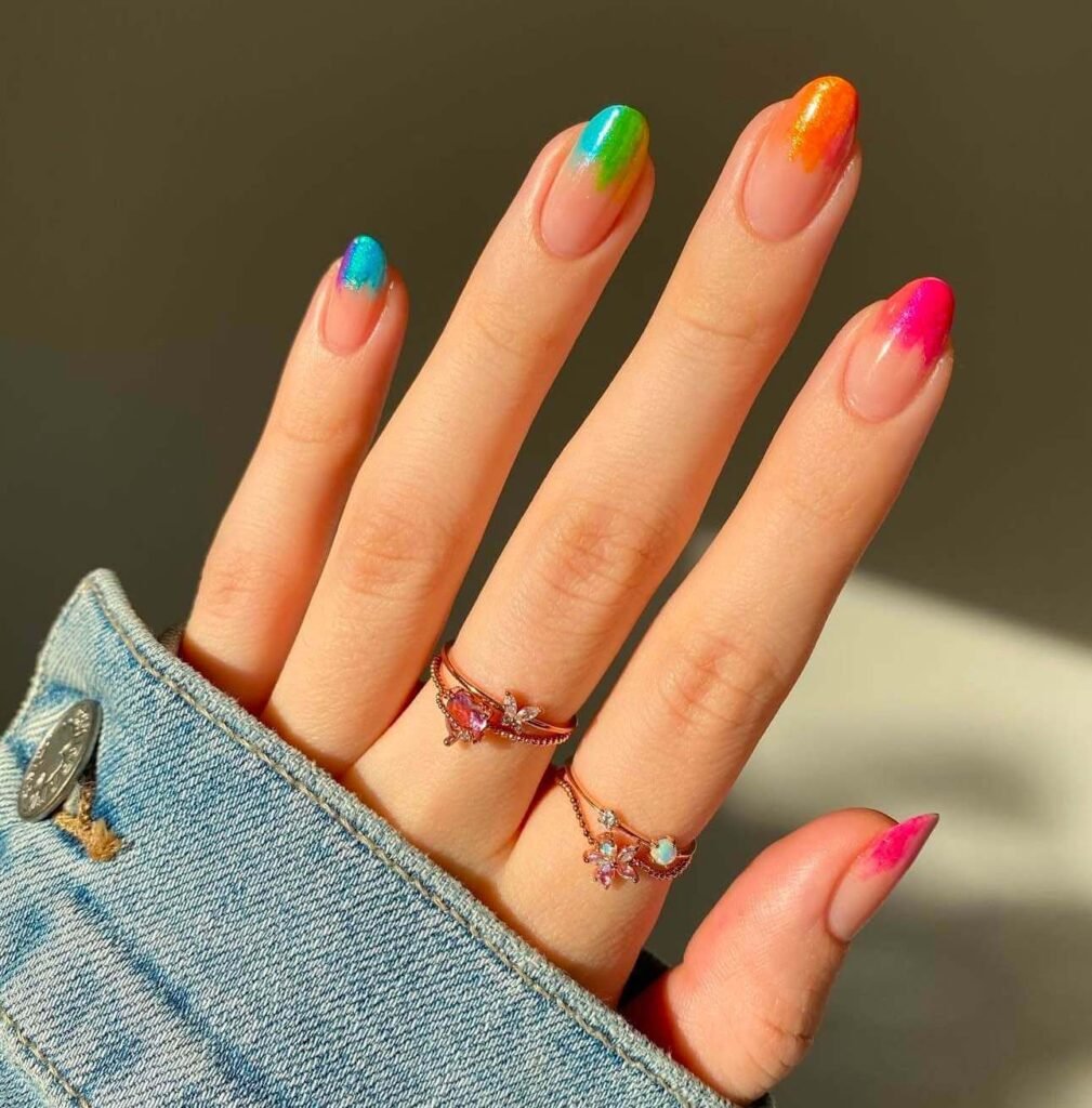 neon rainbow nails